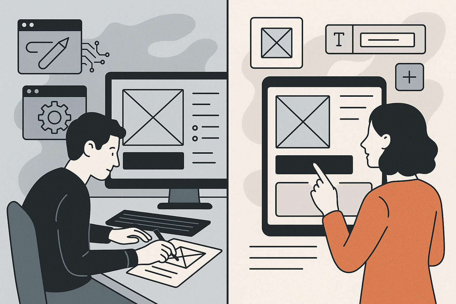 Comparison of custom website design and website builder tools in online marketing