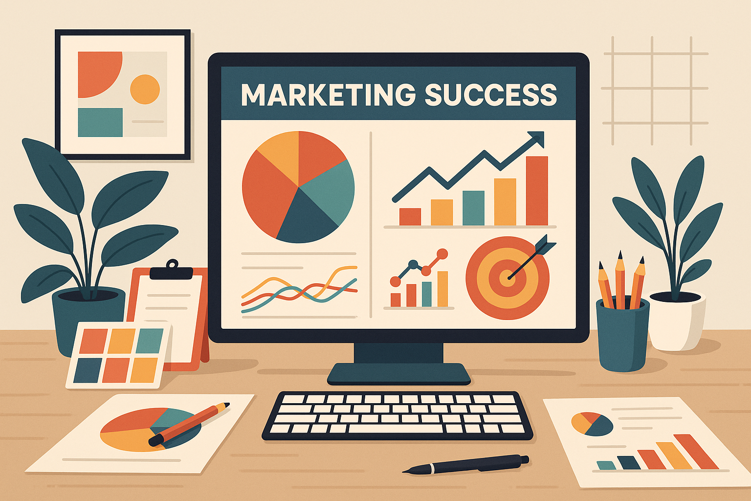 A creative workspace highlighting how great design enhances marketing performance.